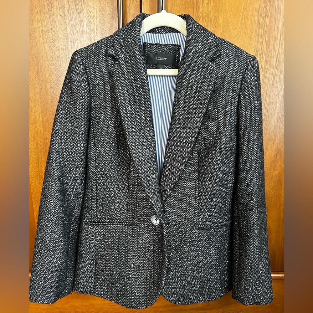 ✨ SPARKLY! Tweed & sequins • J.Crew Gray Wool Blazer, Size 0P